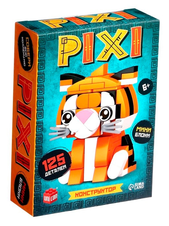 "PIXI. tigrik" blokli konstruktori, hayvonlar, mini bloklar, 125 ta detal