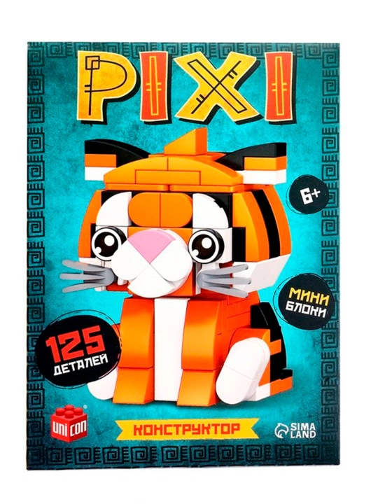 "PIXI. tigrik" blokli konstruktori, hayvonlar, mini bloklar, 125 ta detal