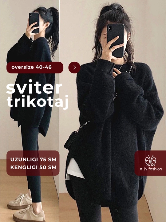 Sviter erkin fasonli ayollar Elly Fashion, yumaloq etak bilan - 