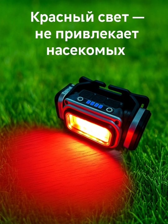 Sensorli boshqaruv va harakat sensoriga ega peshona fonari