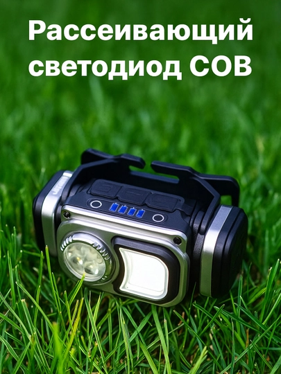 Налобный фонарь с сенсорным управлением и датчиком движения - 