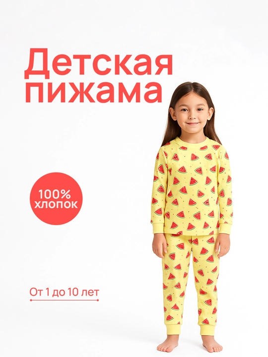 Пижама для мальчиков и девочек, 100% хлопок