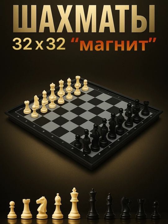 Магнитный игровой набор «Шахматы и шашки», разные размеры. 2 в 1 - 