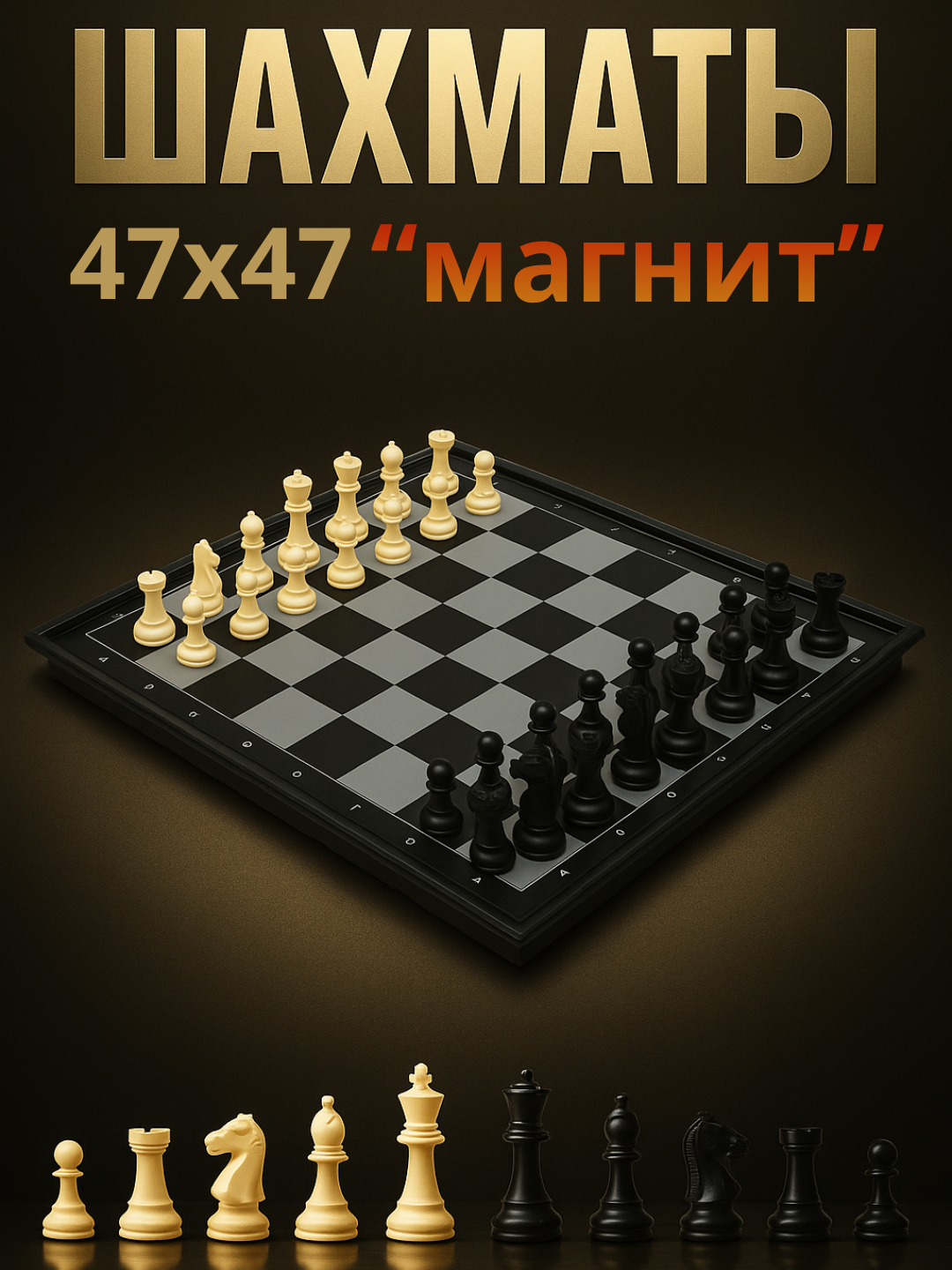 Магнитный игровой набор «Шахматы и шашки», разные размеры. 2 в 1 - 