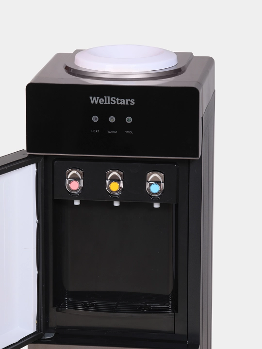 Компрессорный кулер для воды WellStars, стеклянный, со шкафичком