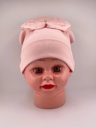Детская, хлопковая шапка, для девочек — KIDCITY-SHAPKAXBBANTIK-РОЗОВ-Freesize
