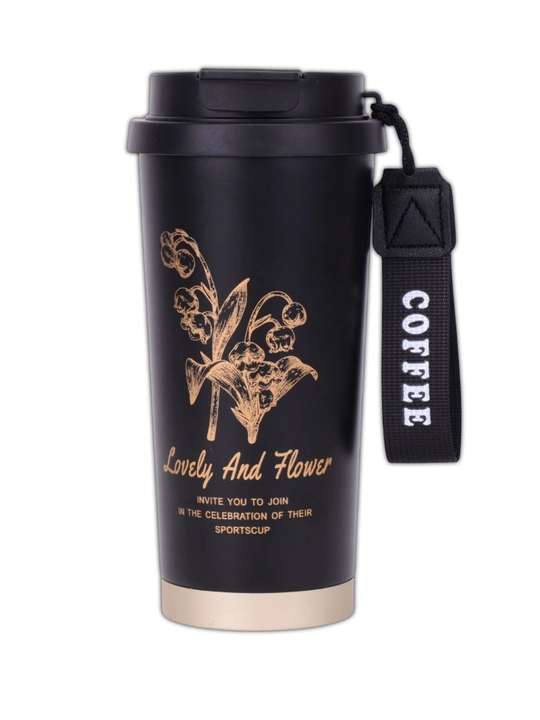 Термокружка 500 мл с трубочкой, герметичная, из нержавеющей стали, для кофе и чая