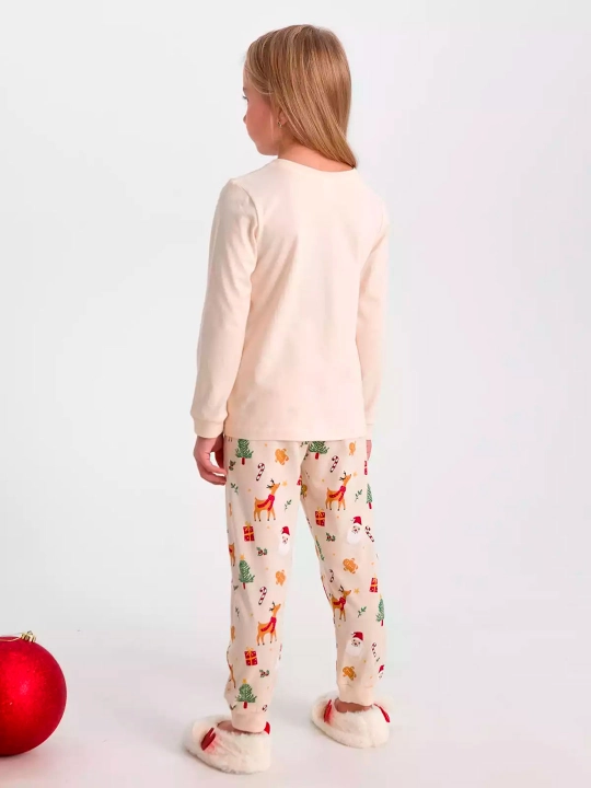 Qiz bolalar uchun pijama yangi yil rasmi bilan paxta NEO