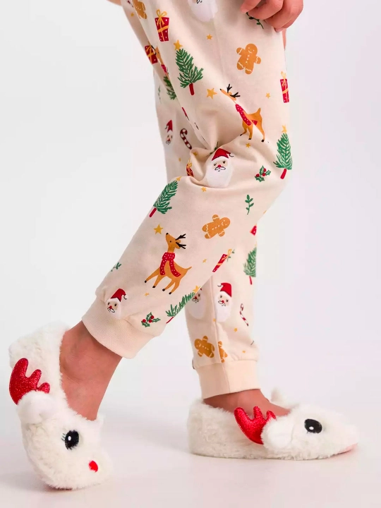 Qiz bolalar uchun pijama yangi yil rasmi bilan paxta NEO