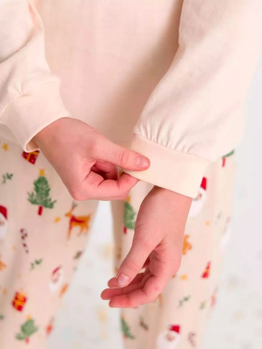 Qiz bolalar uchun pijama yangi yil rasmi bilan paxta NEO
