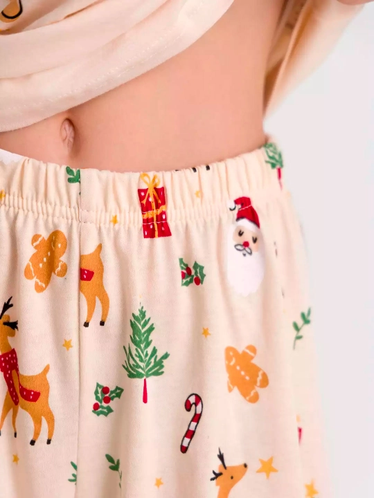 Qiz bolalar uchun pijama yangi yil rasmi bilan paxta NEO