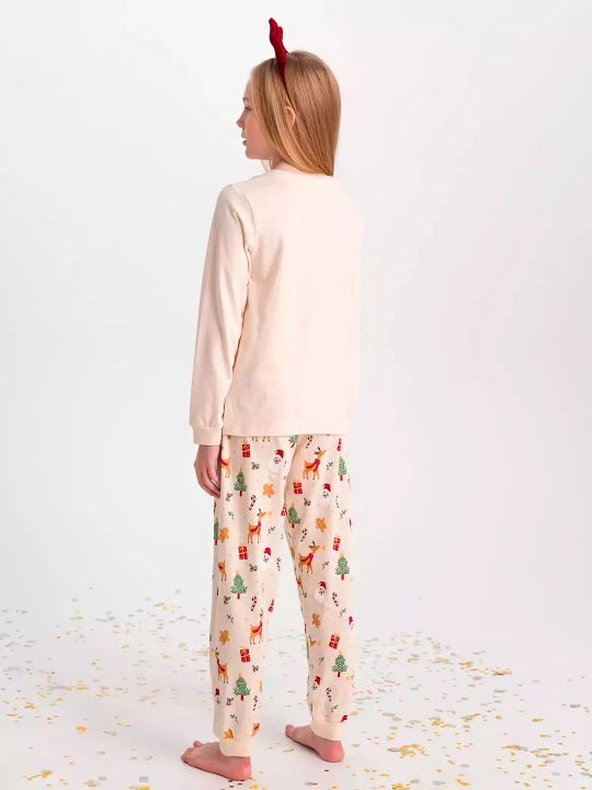 Qiz bolalar uchun pijama yangi yil rasmi bilan paxta NEO