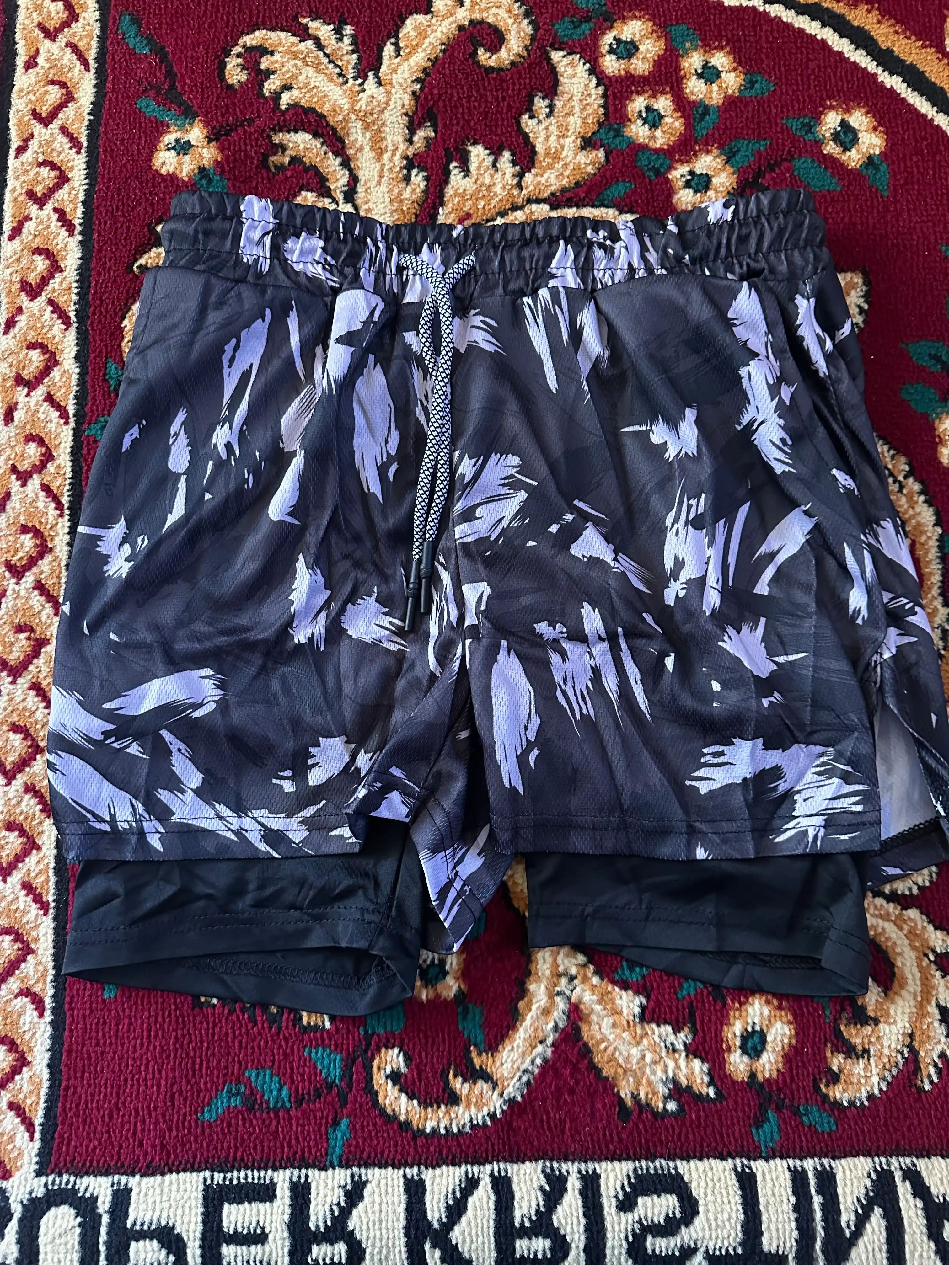 Erkaklar uchun sport shortiklari, paxta va polyester, yugurish va zal uchun