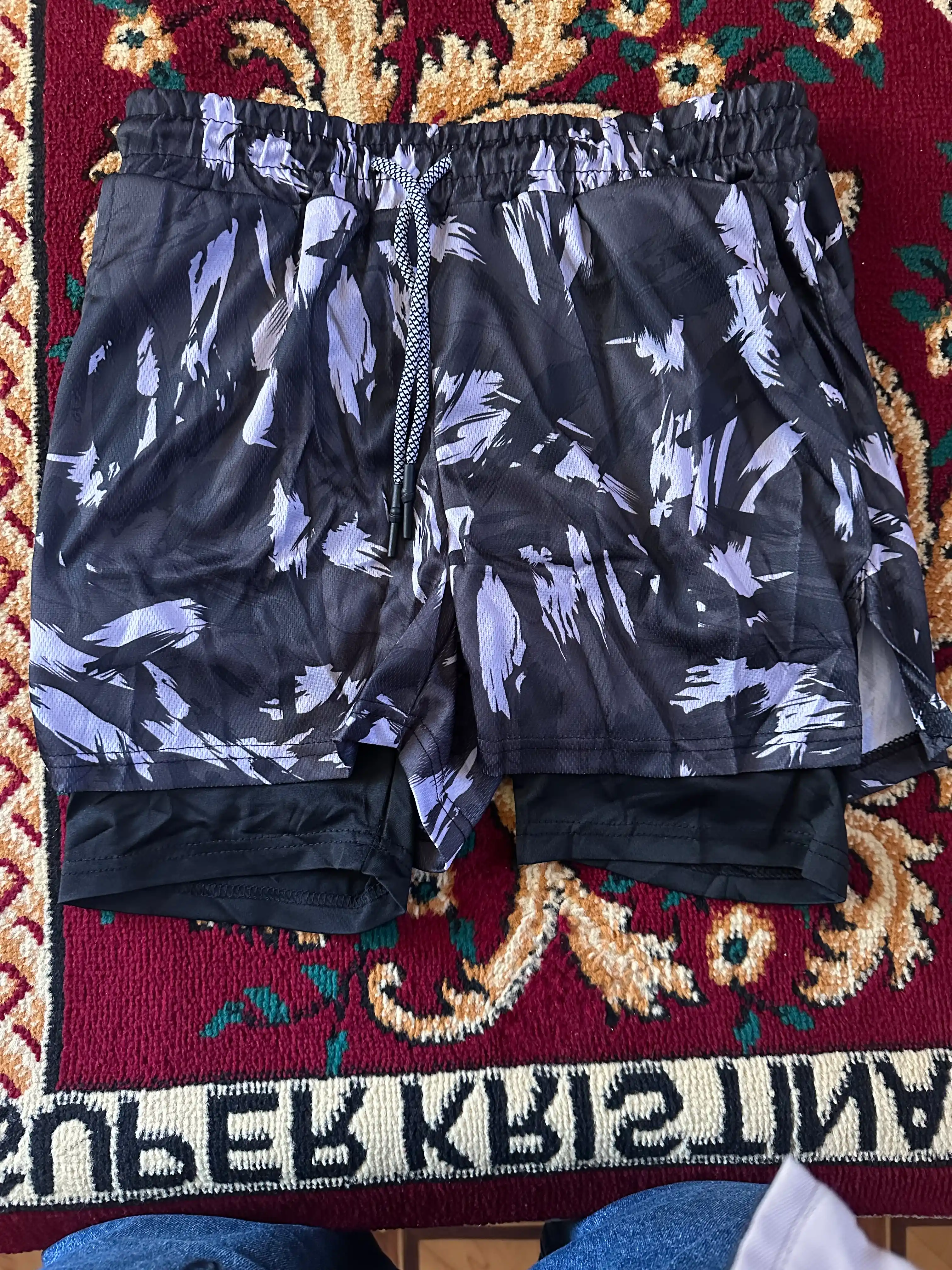 Erkaklar uchun sport shortiklari, paxta va polyester, yugurish va zal uchun