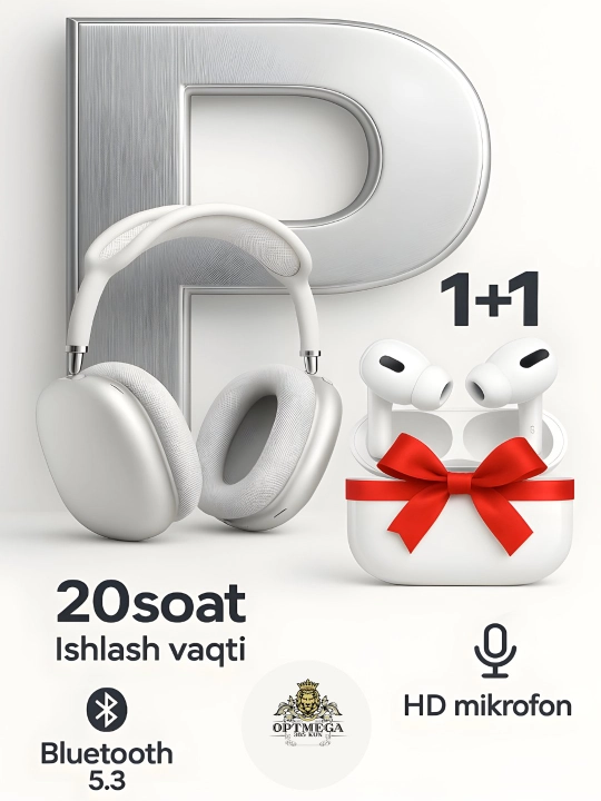 Simsiz minigarnituralar P9 MAX, FM radio, mikrofon, zaryadsiz ishlaydi - 