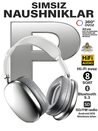 Simsiz minigarnituralar P9 MAX, FM radio, mikrofon, zaryadsiz ishlaydi