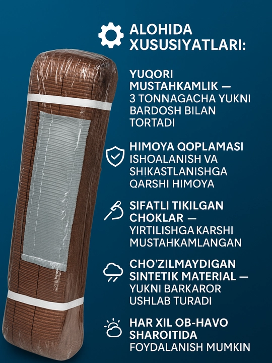 3 tonnalik shatakka olish arqoni - mustahkam sintetik materialdan tayyorlangan