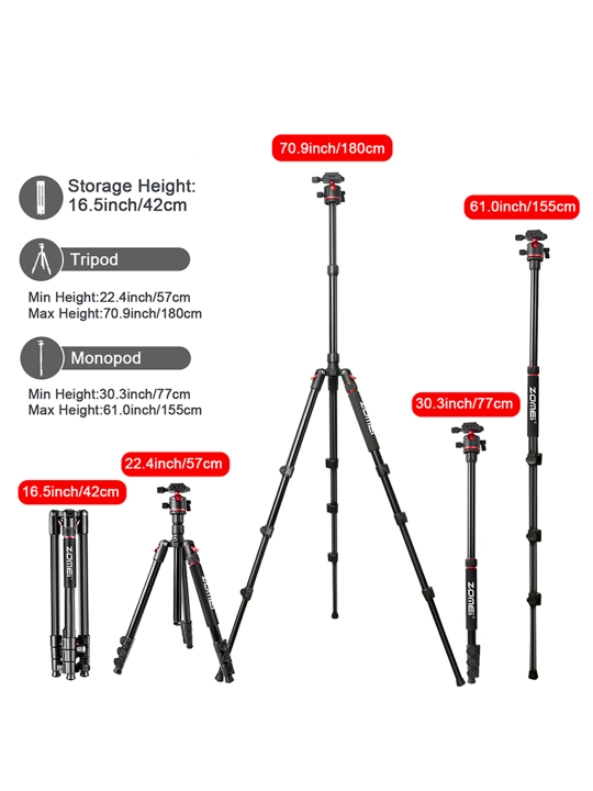 ZOMEI Q173 professional alyuminiy qotishma tripod, Monopod, to'p boshi - 