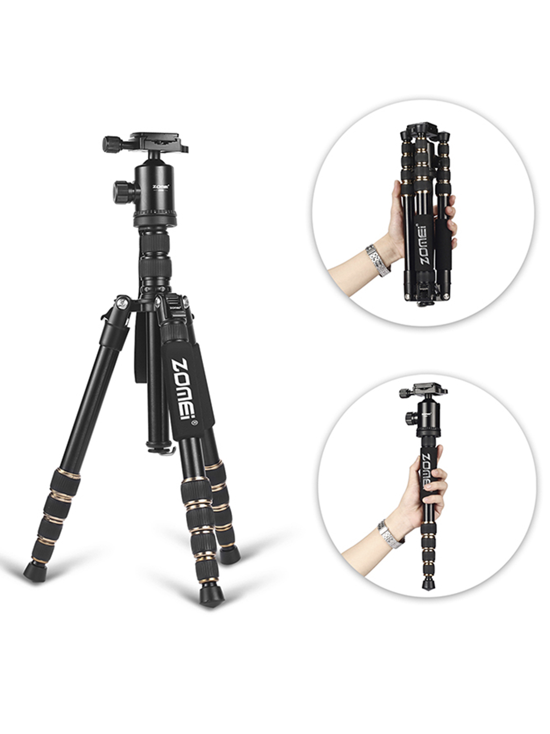 Zomie z669 360 panoramali to'p boshli professional tripod, engil kamera - 