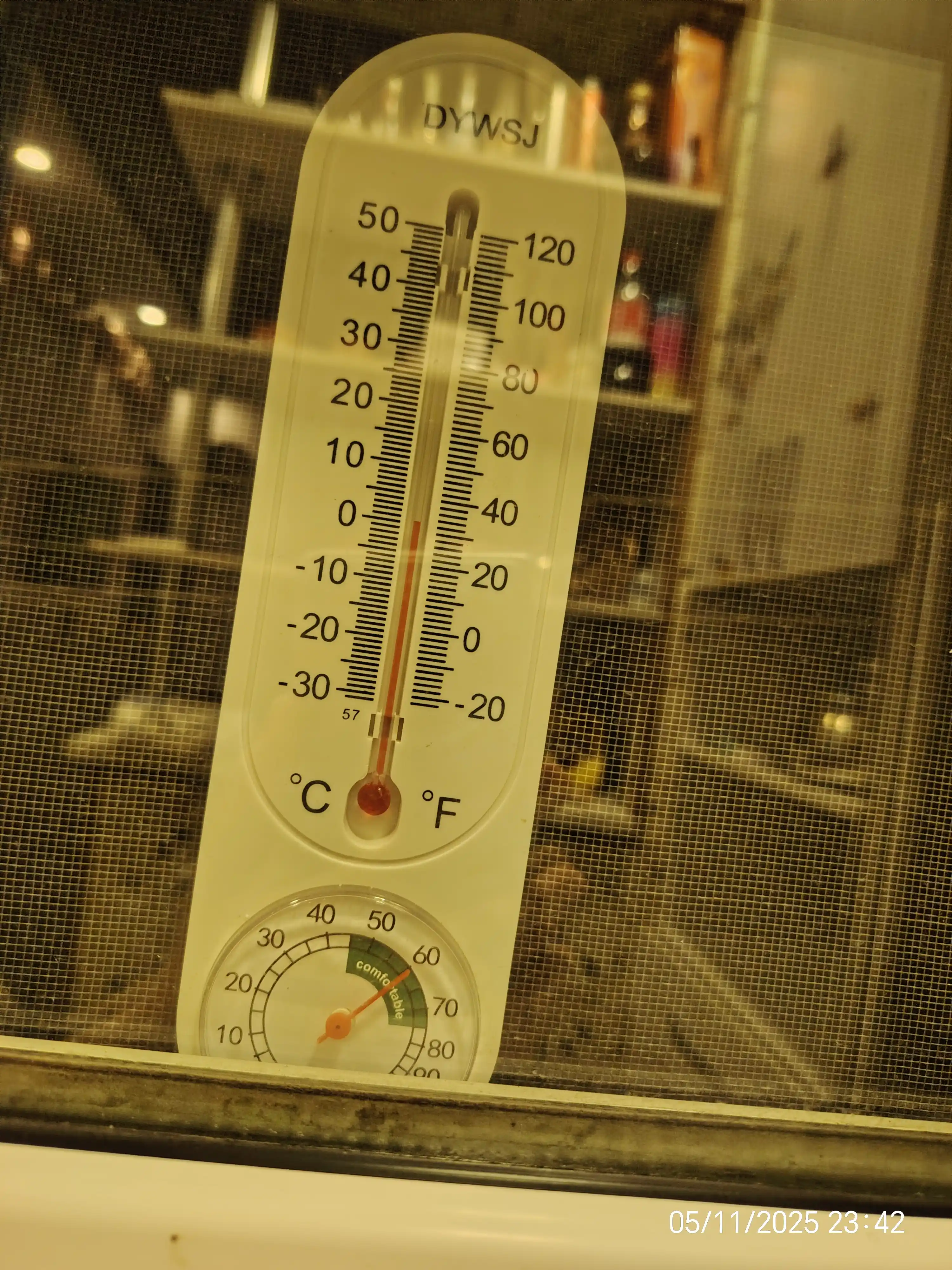 Уличный термометр с гигрометром, на окно, без ртути, от -20°C до +50°C