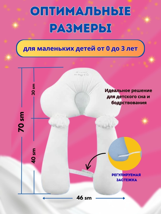 Детская подушка, 0+, правильная форма головы, ортопедический позиционер