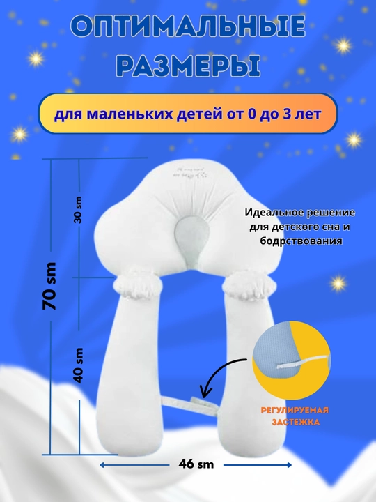 Детская подушка, 0+, правильная форма головы, ортопедический позиционер