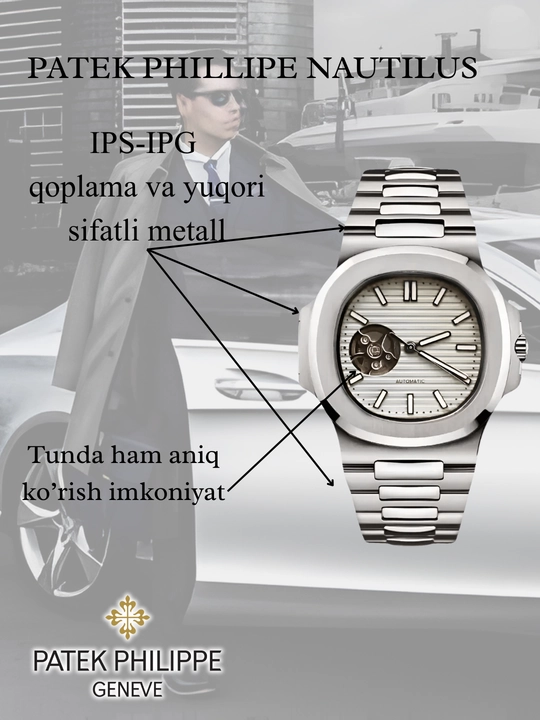 Patek Philippe erkaklar qo‘l soat, brendli, ochiq mexanik, kundalik kiyish uchun