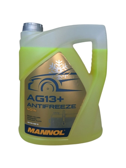 Антифриз MANNOL AG13+ 5L — готовая охлаждающая жидкость -40°C, жёлтый цвет
