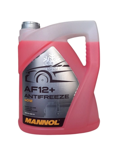 Антифриз MANNOL AF12+ 5L — готовая охлаждающая жидкость -40°C, красный цвет