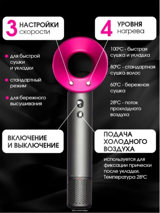 Фен профессиональный для волос Zumba zm 6680, фен для сушки и укладки, с насадками