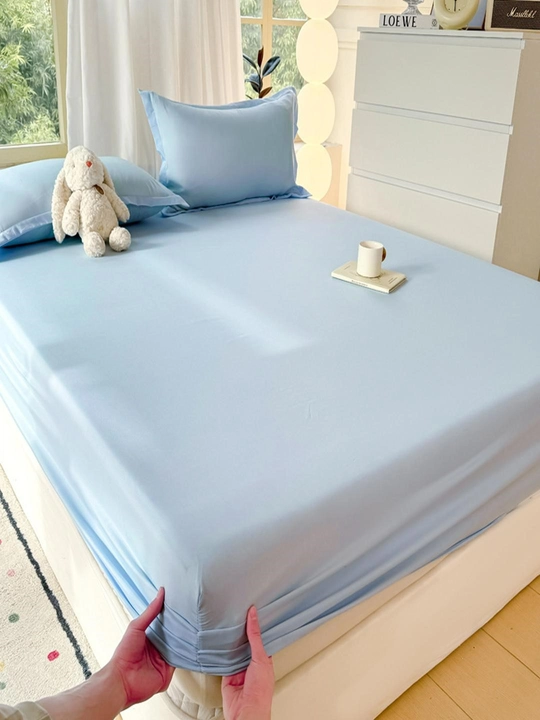 Rezinkali choyshab 180×200 sm — yumshoq poliester, tekis rangli, minimalizm uslubi - 