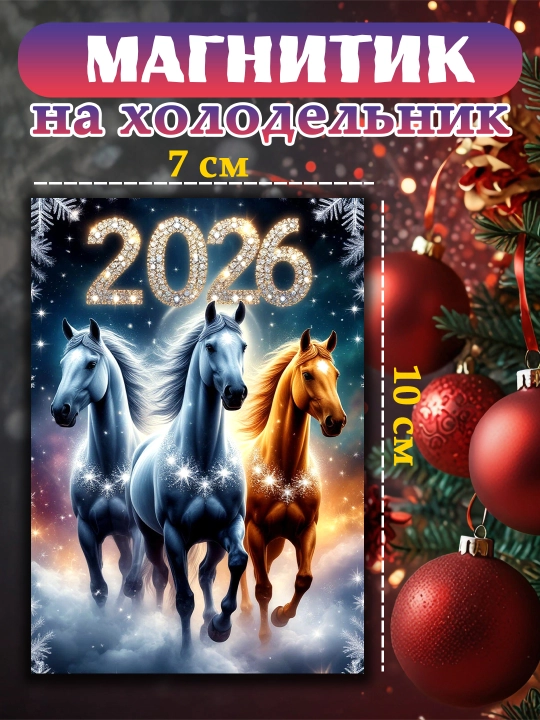 Muzlatgichli magnit "Ot 2026 yil ramzi" , yangi yil sovg'asi - 