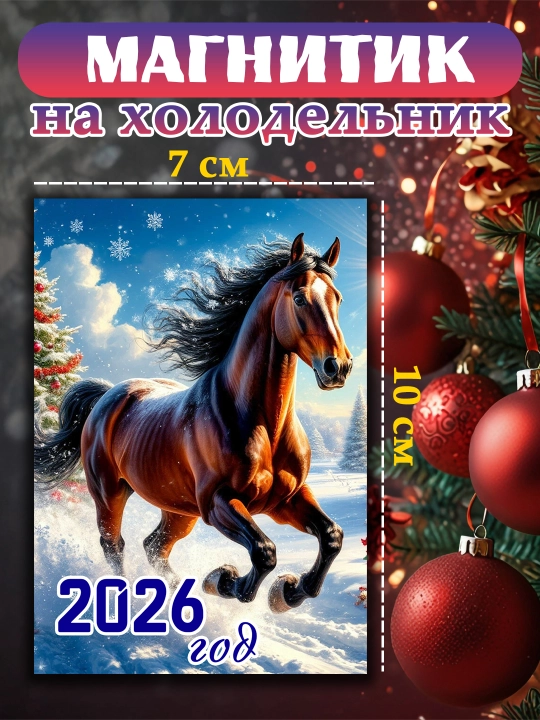 Muzlatgichli magnit "Ot 2026 yil ramzi" , yangi yil sovg'asi - 