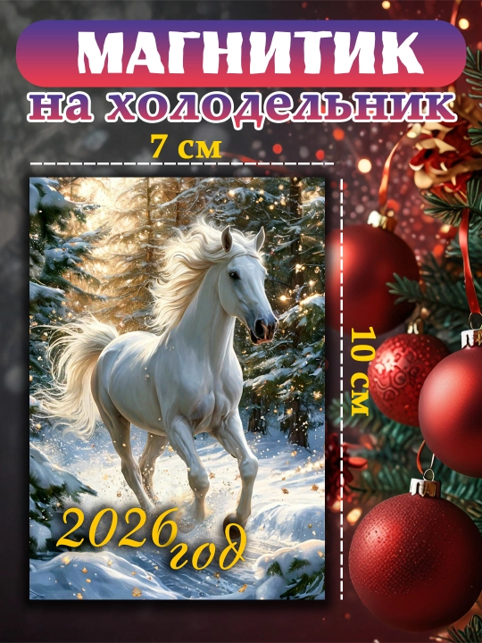 Muzlatgichli magnit "Ot 2026 yil ramzi" , yangi yil sovg'asi - 