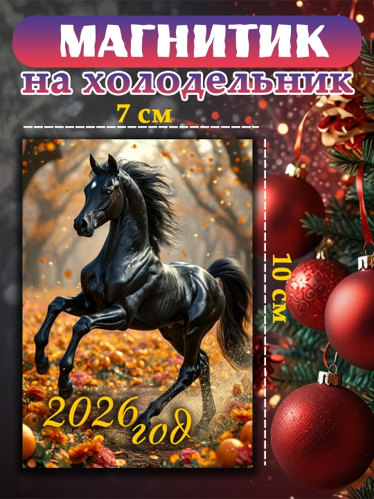Muzlatgichli magnit "Ot 2026 yil ramzi" , yangi yil sovg'asi - 