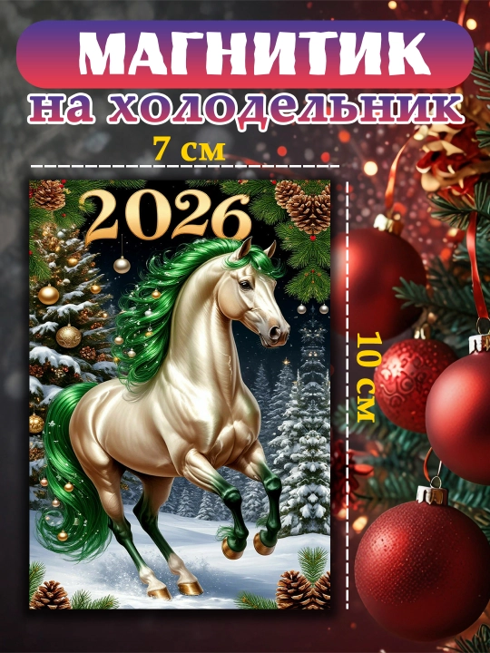 Muzlatgichli magnit "Ot 2026 yil ramzi" , yangi yil sovg'asi - 
