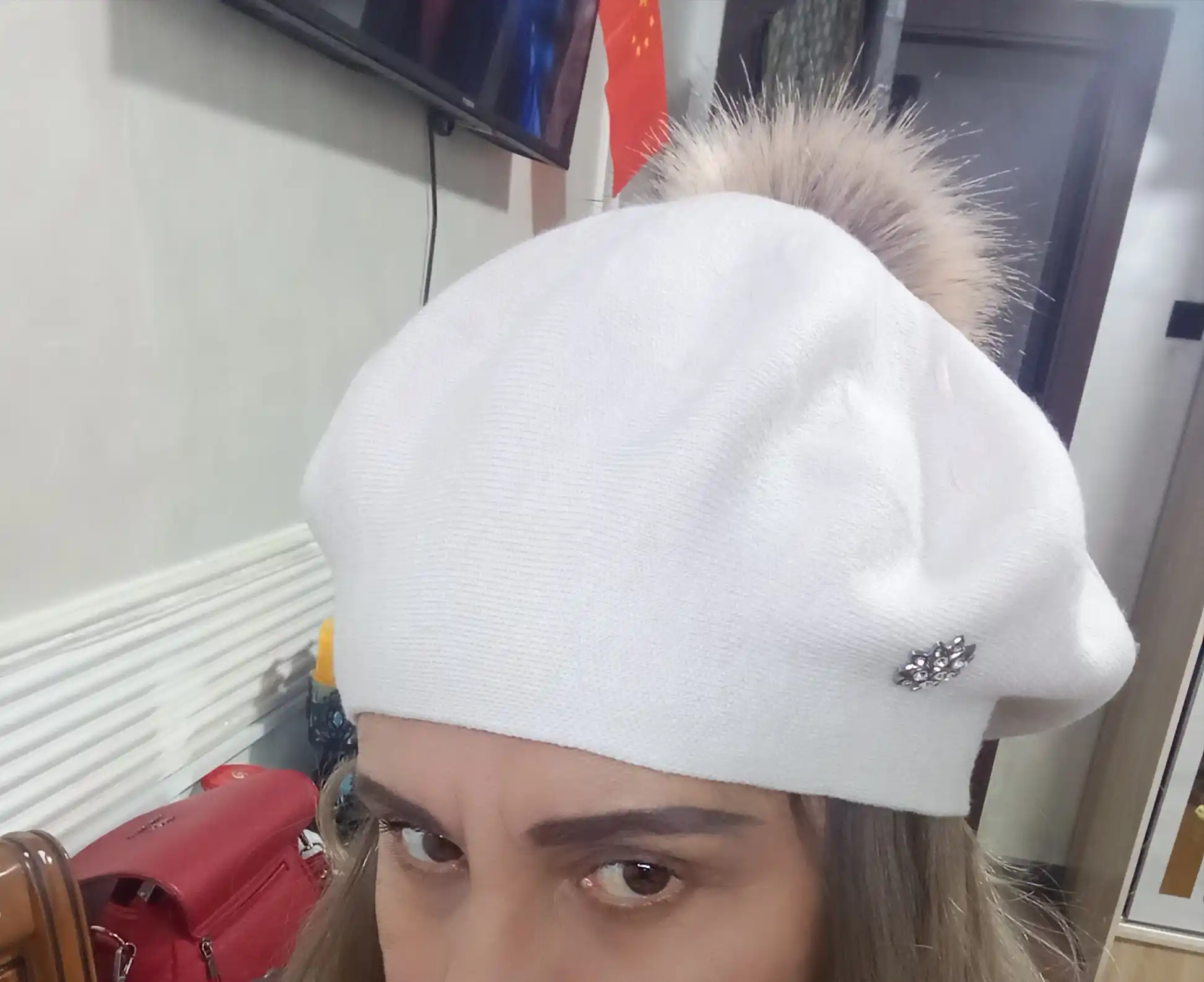 Ayollar va qizlar uchun beret, qishki qalin qalpoq, aylana to‘qimali, ikki qavatli