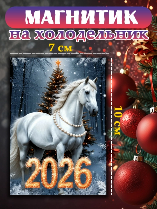 Muzlatgichli magnit "Ot 2026 yil ramzi" , yangi yil sovg'asi - 