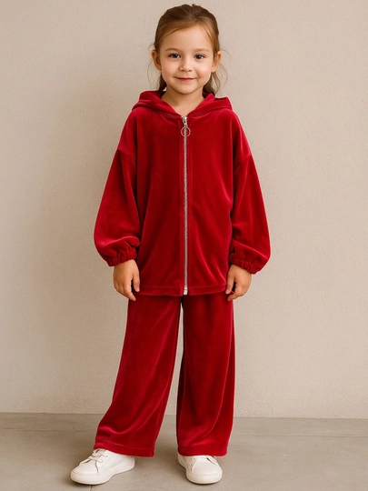 Детский oversize костюм, домашний комплект одежды для девочки — SHAHMIR-QIZLARUYKIYIMI-КРАСН-12 лет