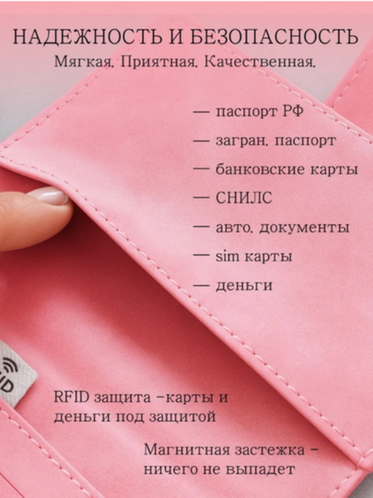 Чехол для загранпаспорта, с магнитом