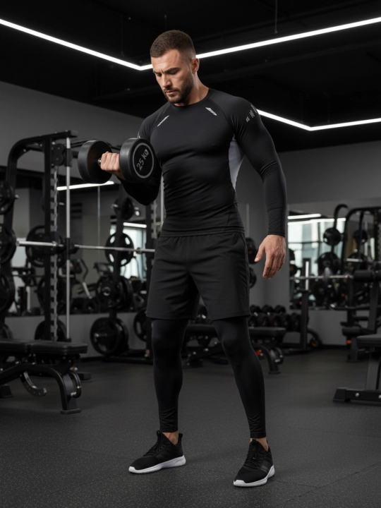 Kompression kostyum 3 1da, sport termo kiyim, rashgard, katta o'lchamli tayts va short