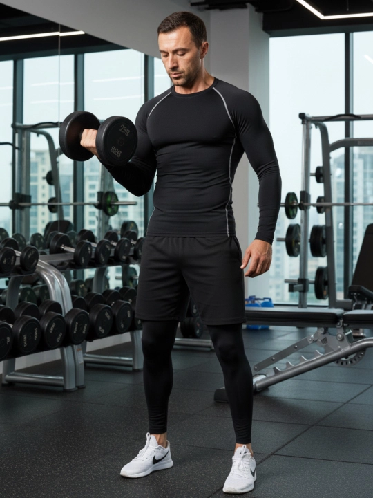 Kompression kostyum 3 1da, sport termo kiyim, rashgard, katta o'lchamli tayts va short