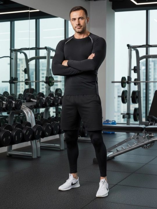 Kompression kostyum 3 1da, sport termo kiyim, rashgard, katta o'lchamli tayts va short