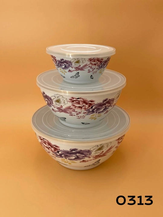 Набор эмалированных салатников, мисок с крышками, 1, 2.5, 4 литра