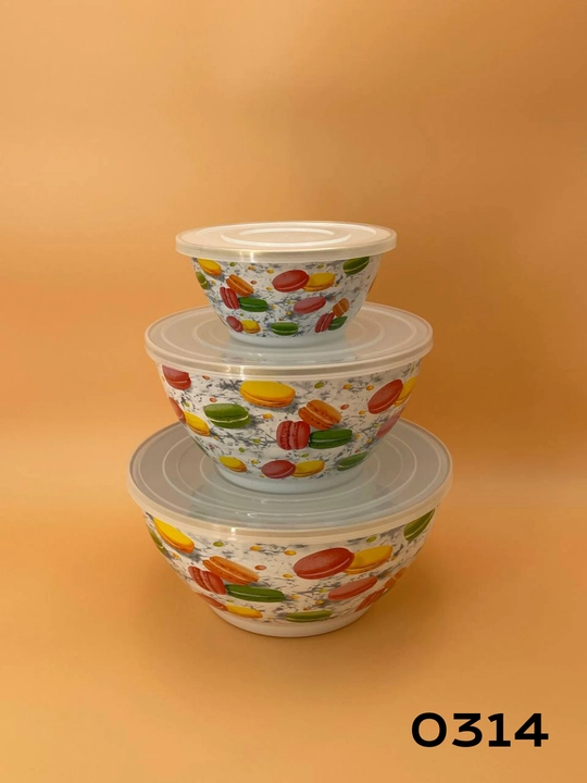 Набор эмалированных салатников, мисок с крышками, 1, 2.5, 4 литра