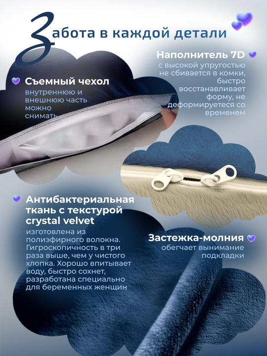 Ортопедическая подушка для беременных G-формы 3 в 1, сон, отдых, кормление