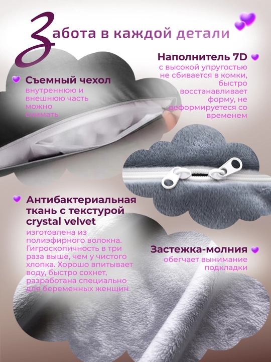 Ортопедическая подушка для беременных G-формы 3 в 1, сон, отдых, кормление