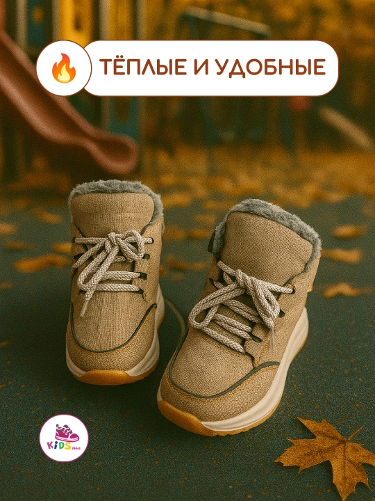 Kроссовки с мехом, для девочек и мальчиков 