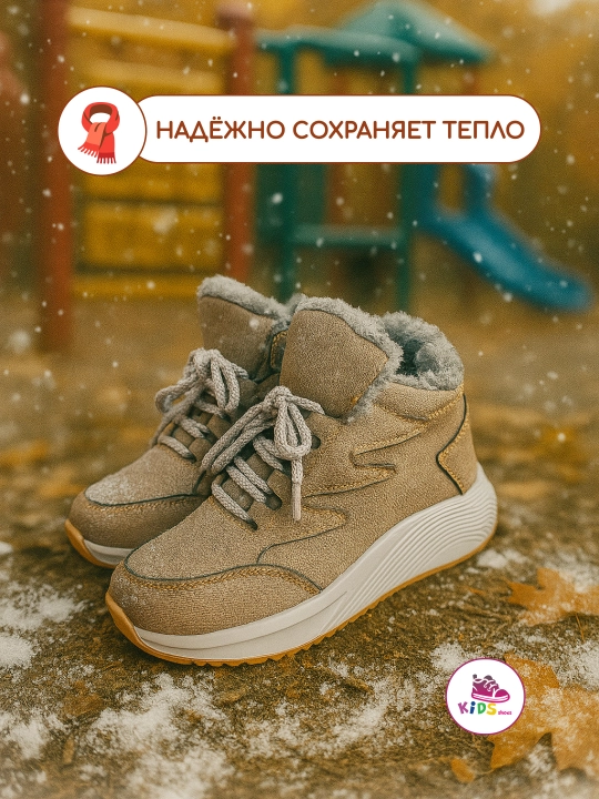 Kроссовки с мехом, для девочек и мальчиков 
