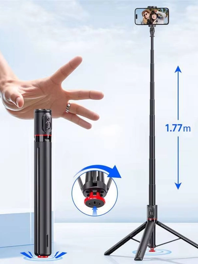 Selfi tayoqchasi TT01, 177 sm, avtomatik shtativ va magnit Bluetooth pulti bilan 